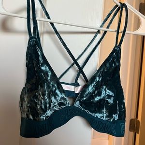 Blue/Teal Victoria’s Secret Velvet Bralette Criss Cross Back